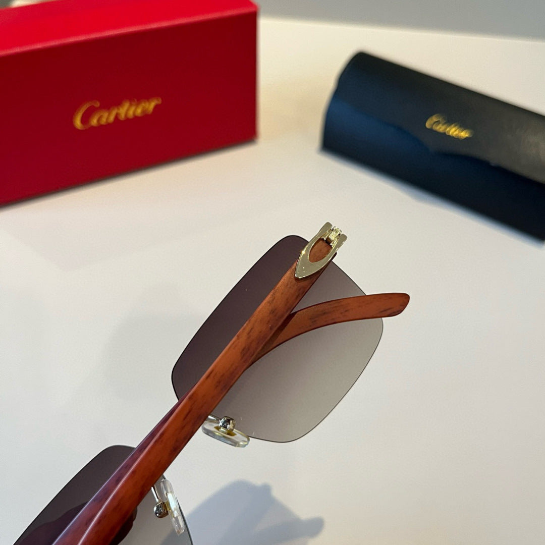 Cartier Lightweight Metal Rimless Brown Lens Sunglasses for Men & Wom - 432203 - detail image 8
