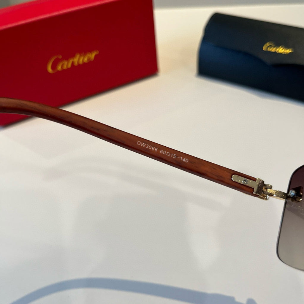 Cartier Lightweight Metal Rimless Brown Lens Sunglasses for Men & Wom - 465761 - detail image 6