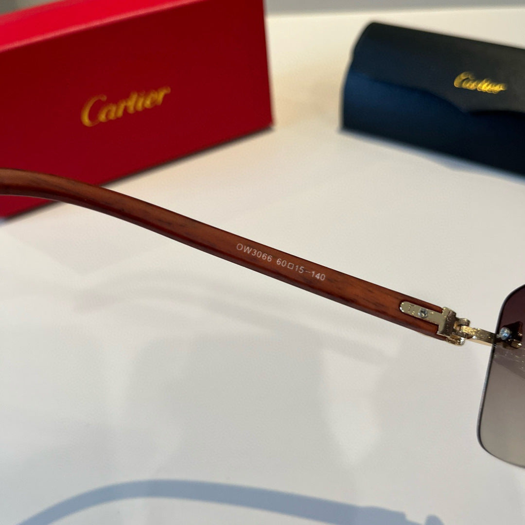 Cartier Lightweight Metal Rimless Brown Lens Sunglasses for Men & Wom - 432203 - detail image 6