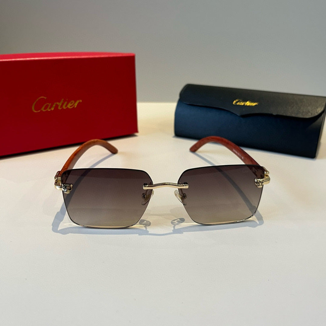 Cartier Lightweight Metal Rimless Brown Lens Sunglasses for Men & Wom - 432203 - detail image 2
