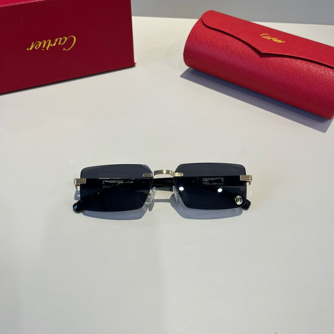 Cartier Lightweight Metal Rimless Black Lens Sunglasses for Men & Wom - 465762 - detail image 6