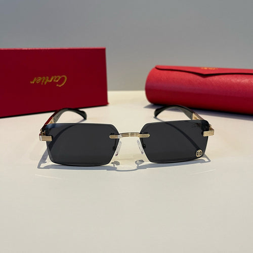 Cartier Lightweight Metal Rimless Black Lens Sunglasses for Men & Wom - 465762 - detail image 2