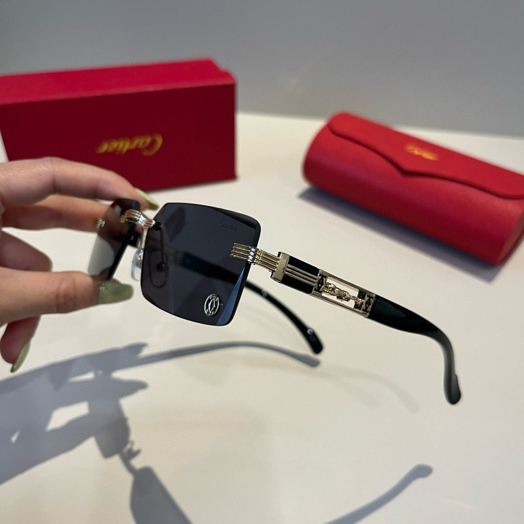 Cartier Lightweight Metal Rimless Black Lens Sunglasses for Men & Wom - 465762 - detail image 4