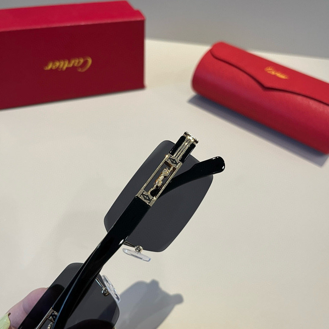 Cartier Lightweight Metal Rimless Black Lens Sunglasses for Men & Wom - 432204 - detail image 7