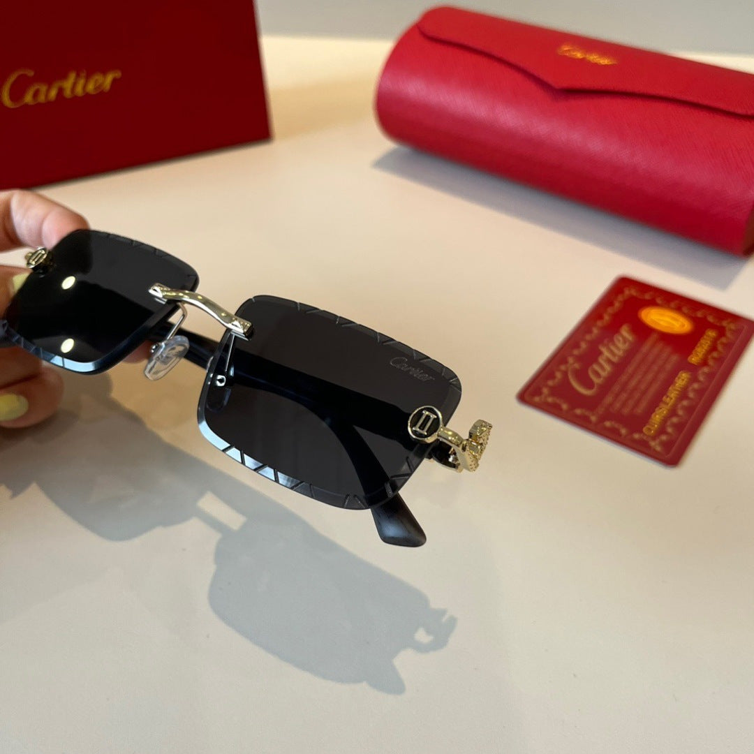 Cartier Lightweight Metal Rimless Silver Lens Sunglasses for Men & Wo - 465764 - detail image 6