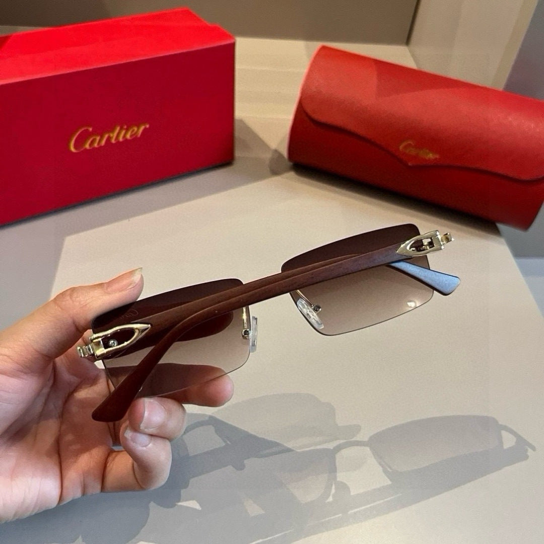 Cartier Lightweight Metal Rimless Brown Lens Sunglasses for Men & Wom - 432207 - detail image 7