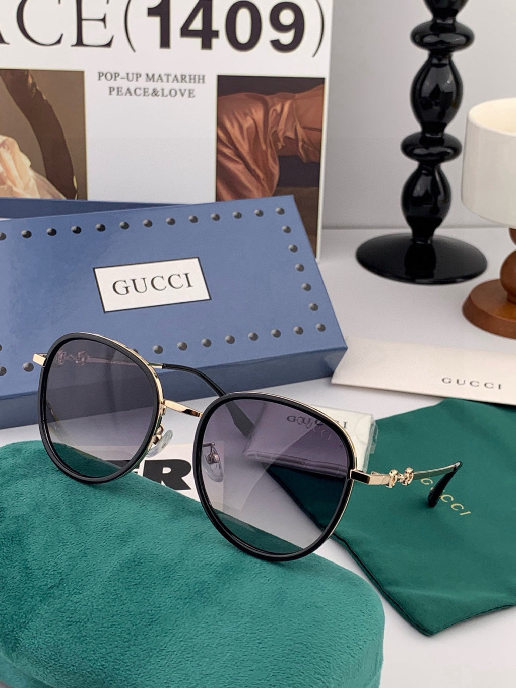 Gucci G2211 Round Red Lens Sunglasses for Men & Women - 431441