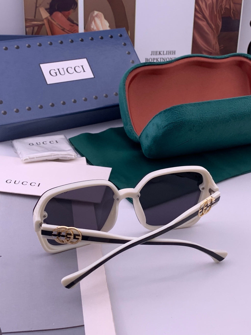 Gucci G0772 Polarized Square Gold Lens Sunglasses for Women - 431445 - detail image 5