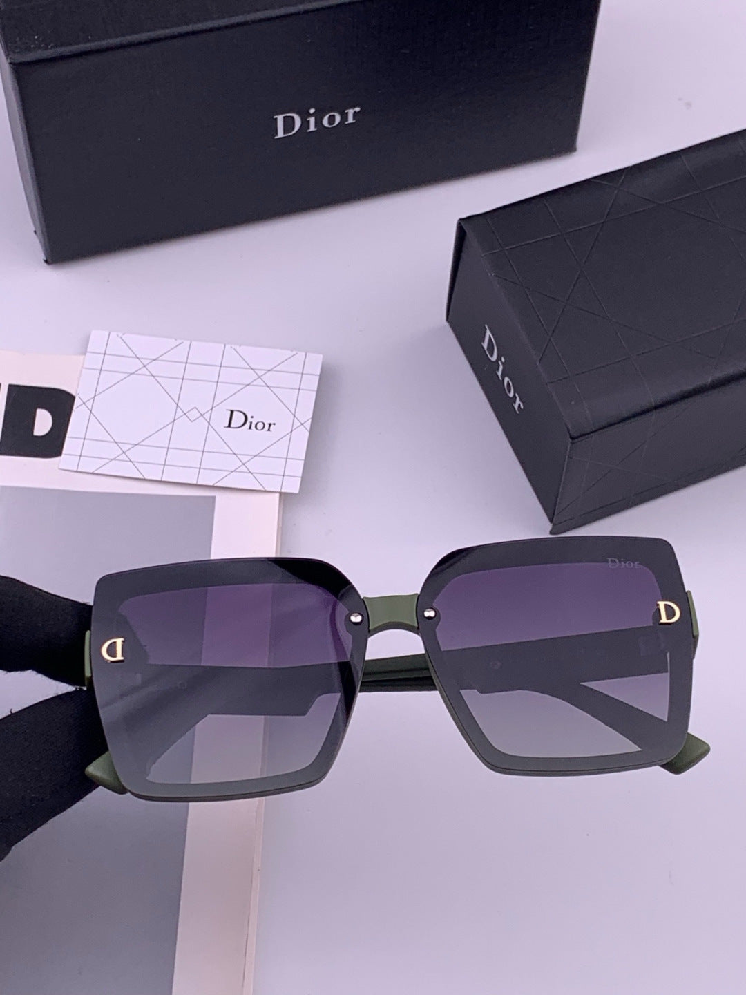 Dior CD2590 Polarized Square Black Lens Sunglasses for Women