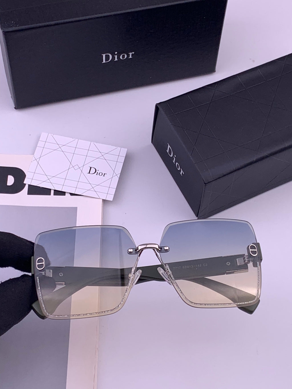 Dior D7771 Square Gold Lens Sunglasses for Men & Women - 431713