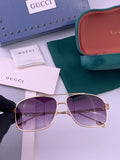 Gucci G0113 Aviator Gold Lens Sunglasses for Men & Women