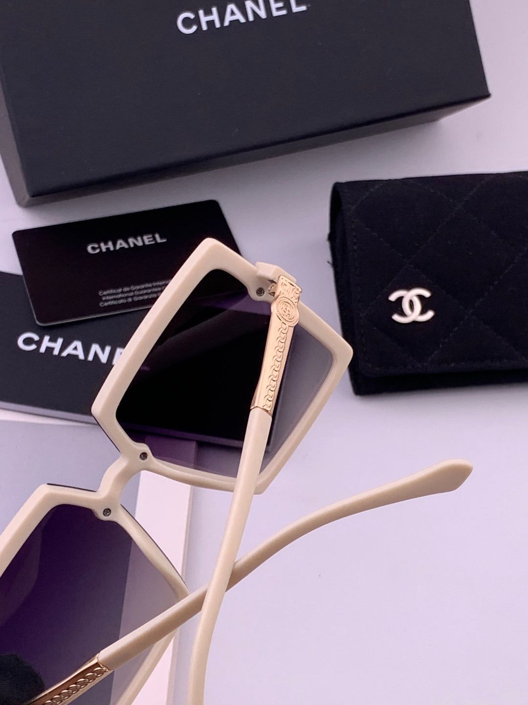 Chanel CH6711 Polarized Square Gold Lens Sunglasses for Women - 431610 - detail image 3