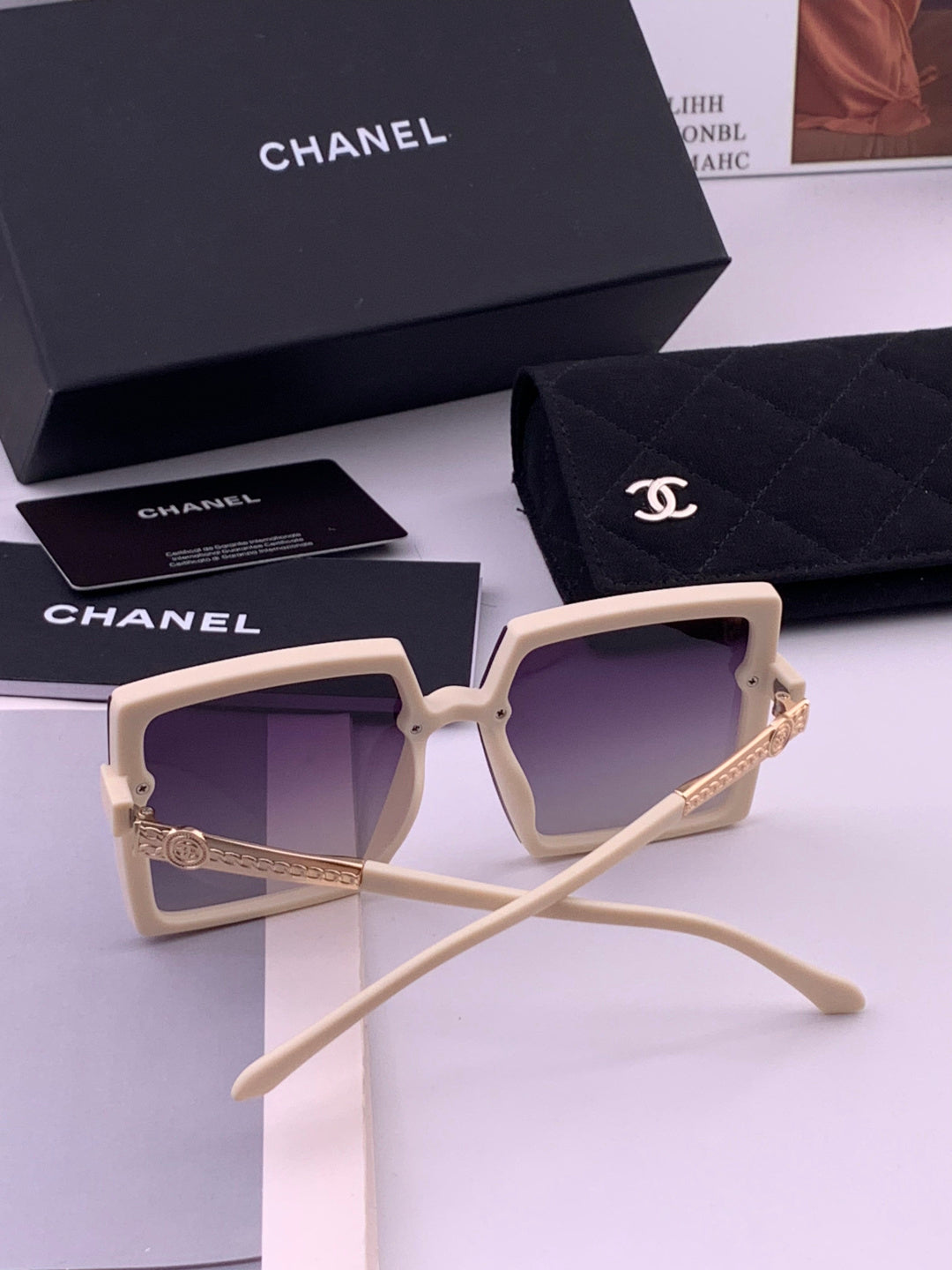 Chanel CH6711 Polarized Square Gold Lens Sunglasses for Women - 431610 - detail image 5