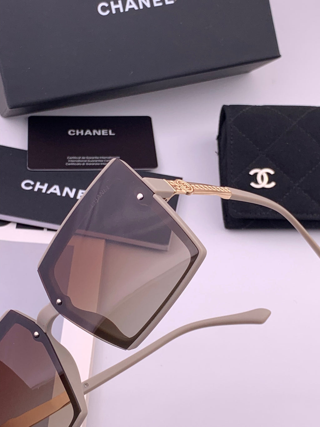 Chanel CH6711 Polarized Square Gold Lens Sunglasses for Women - 431611 - detail image 3