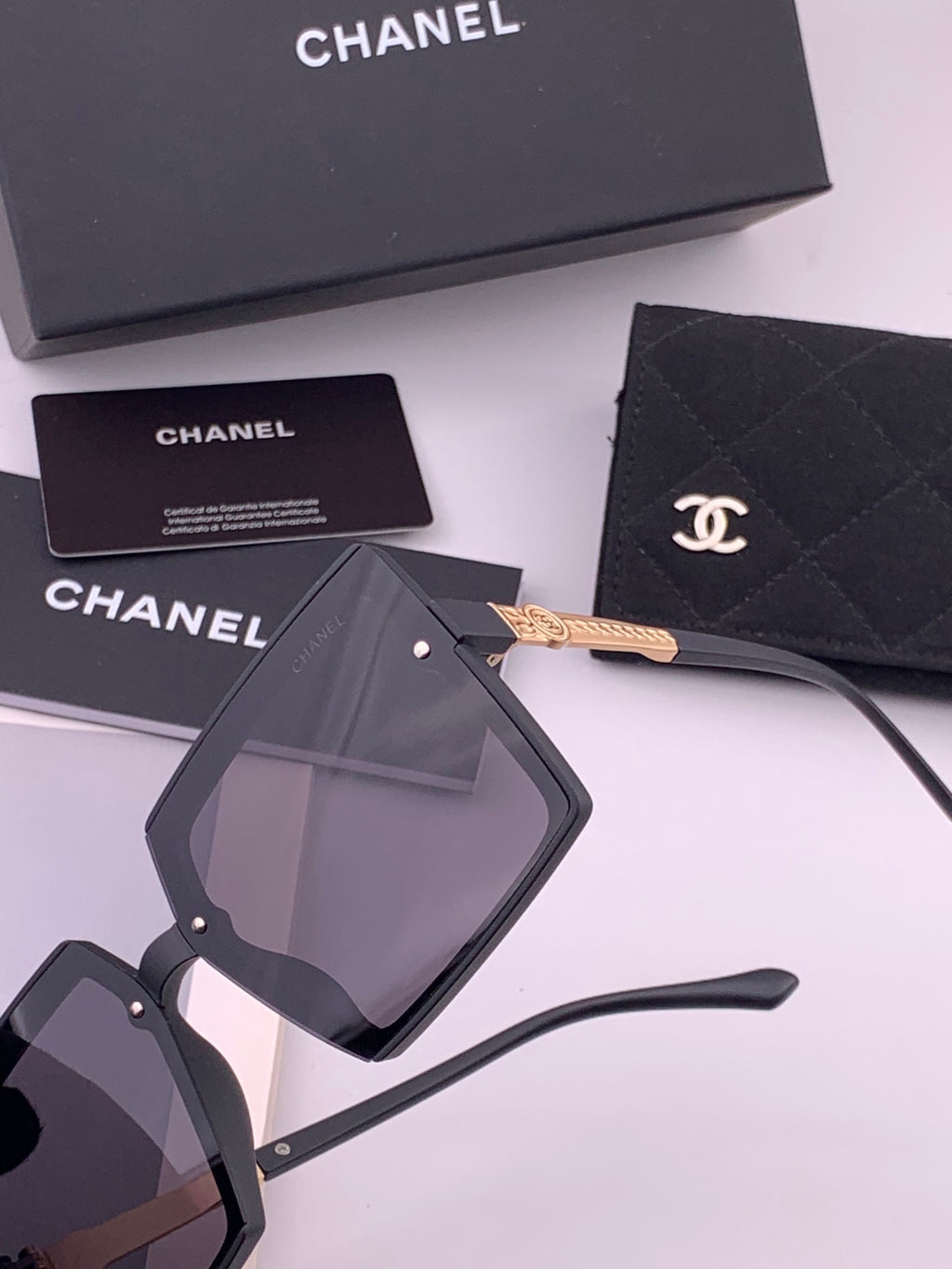 Chanel CH6711 Polarized Square Gold Lens Sunglasses for Women - 431613 - detail image 3