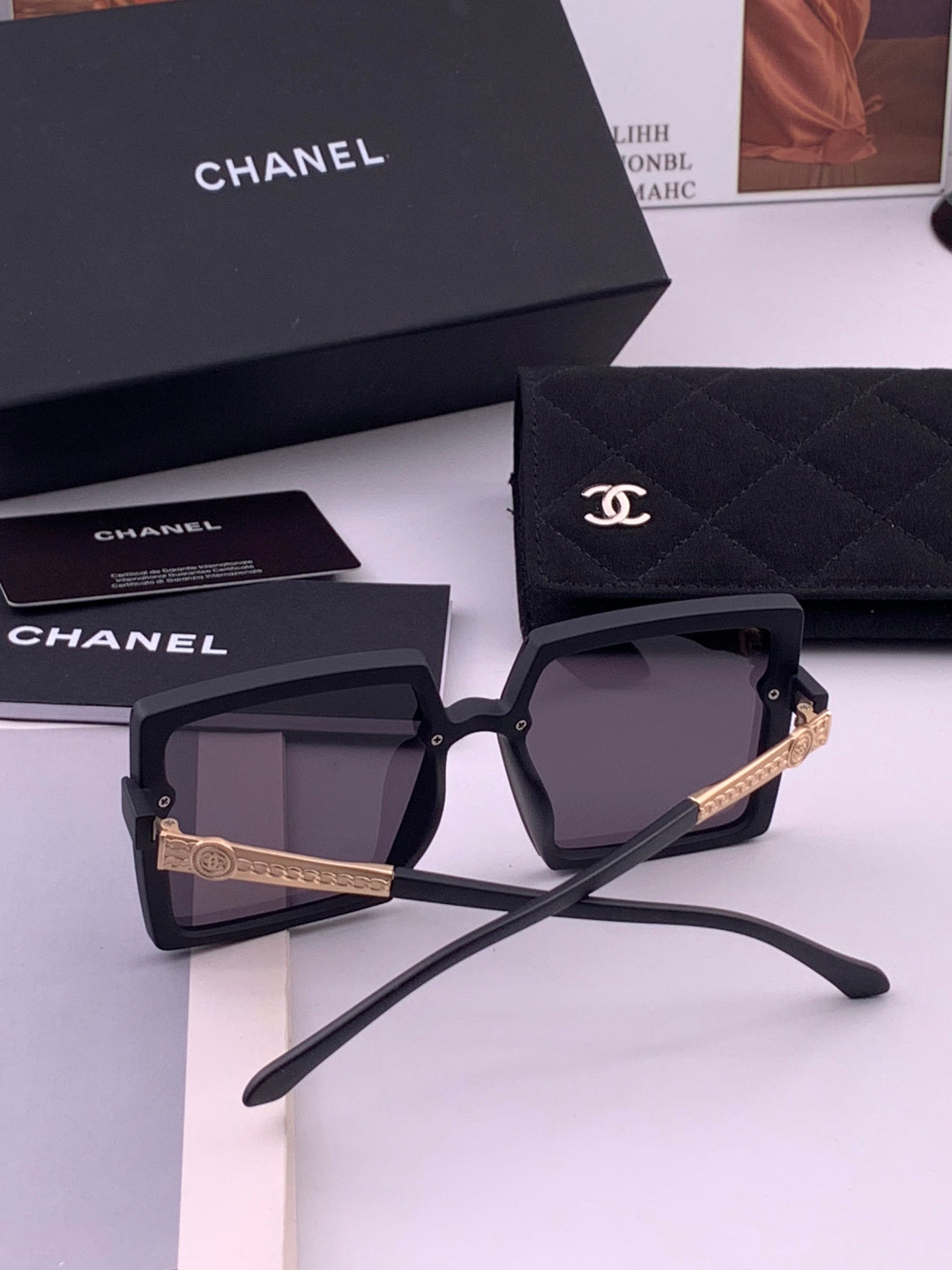 Chanel CH6711 Polarized Square Gold Lens Sunglasses for Women - 431613 - detail image 6