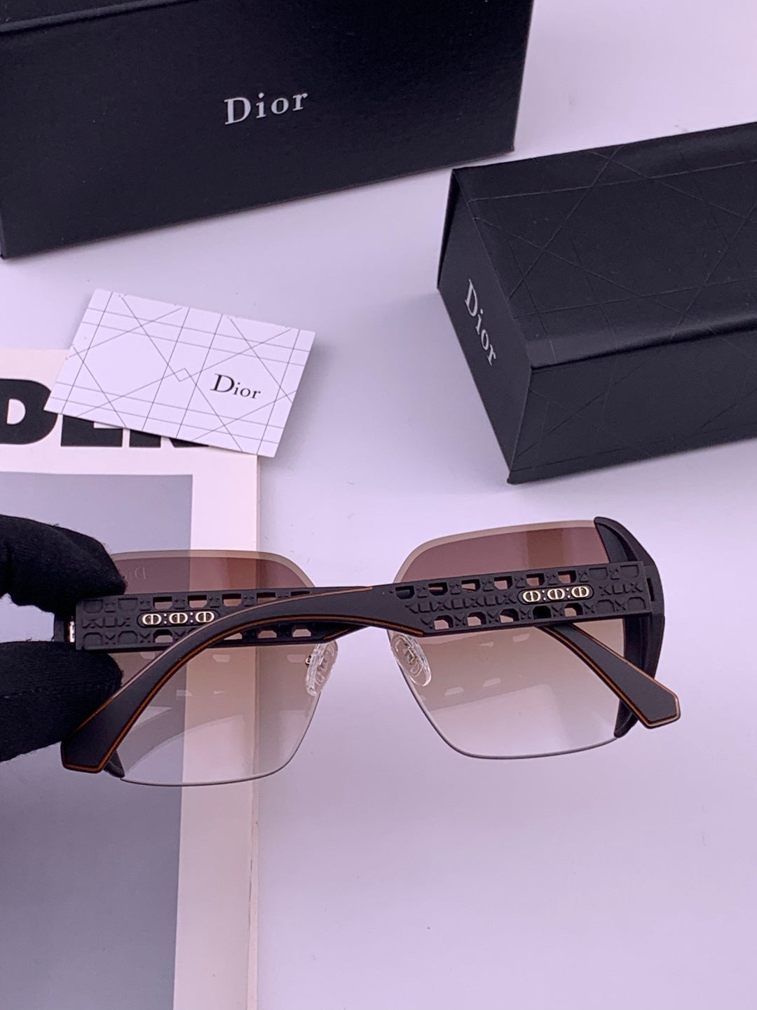 Dior CD5296 Square Gold Lens Sunglasses for Women - 431700 - detail image 4