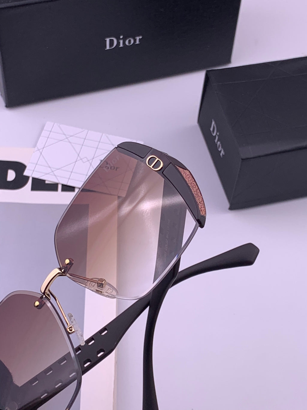 Dior CD5296 Square Gold Lens Sunglasses for Women - 431700 - detail image 6