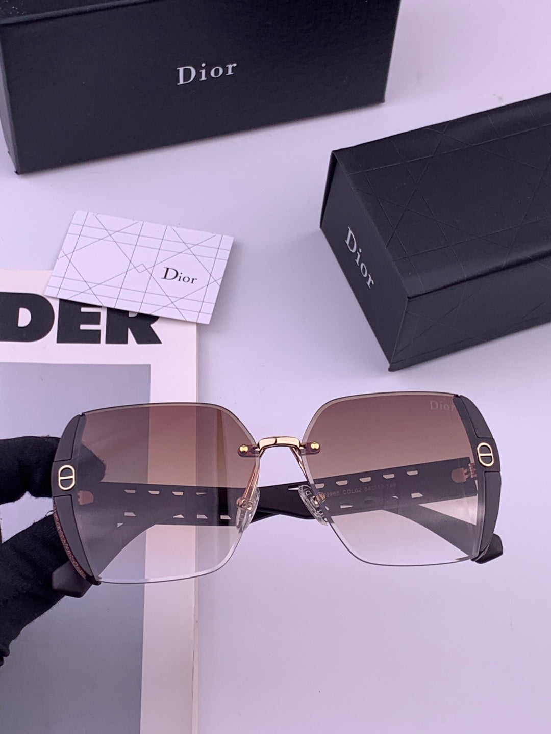 Dior CD5296 Square Gold Lens Sunglasses for Women - 431700
