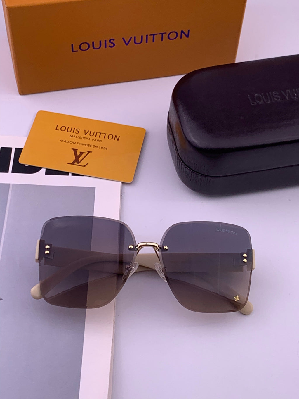Louis Vuitton L1550 Square Brown Lens Sunglasses for Men & Women - 431287 - detail image 8