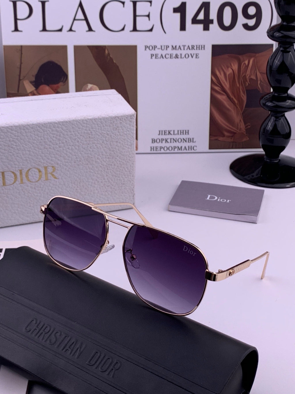 Dior CD313 Fashion Black Lens Sunglasses for Women - 431701 - detail image 4