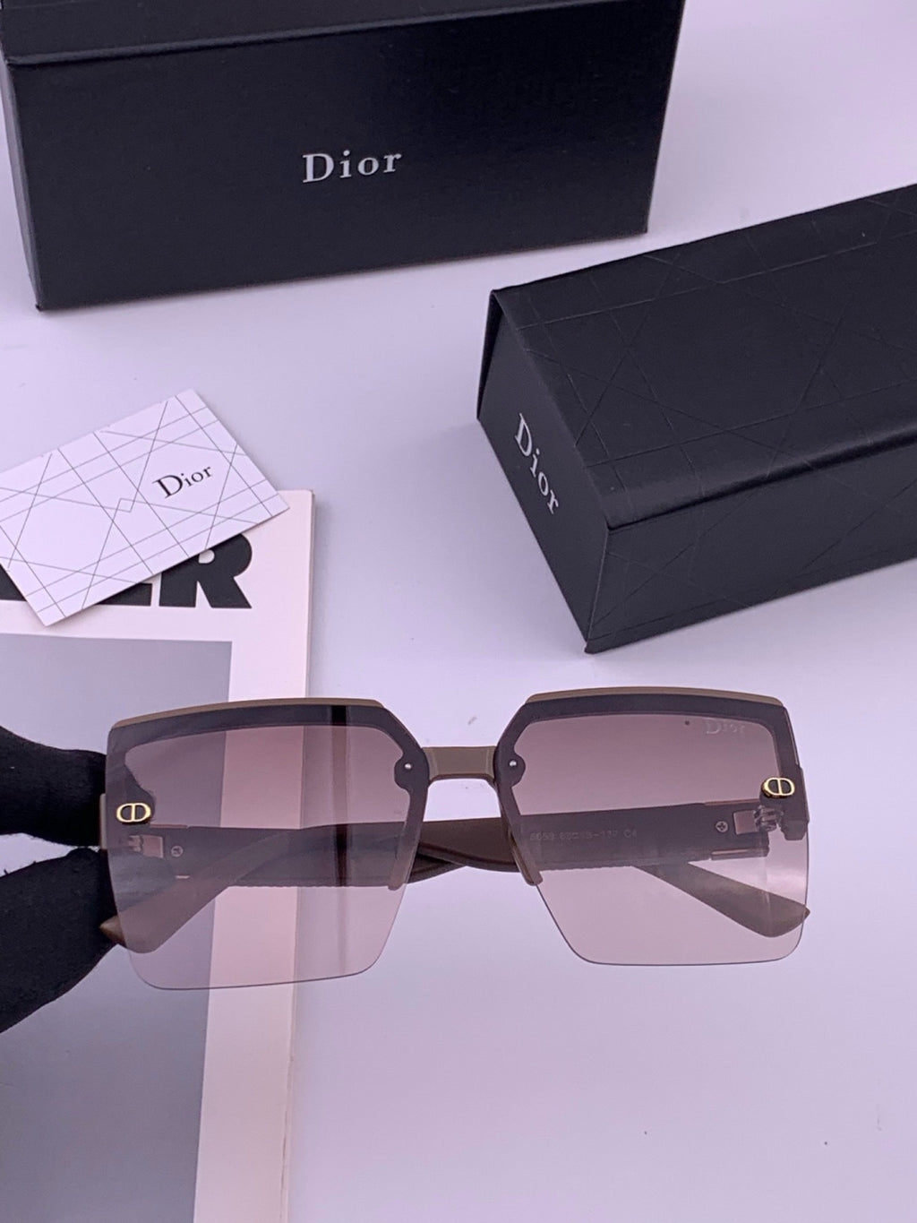 Dior D9805 Square Gold Lens Sunglasses for Men & Women - 431702