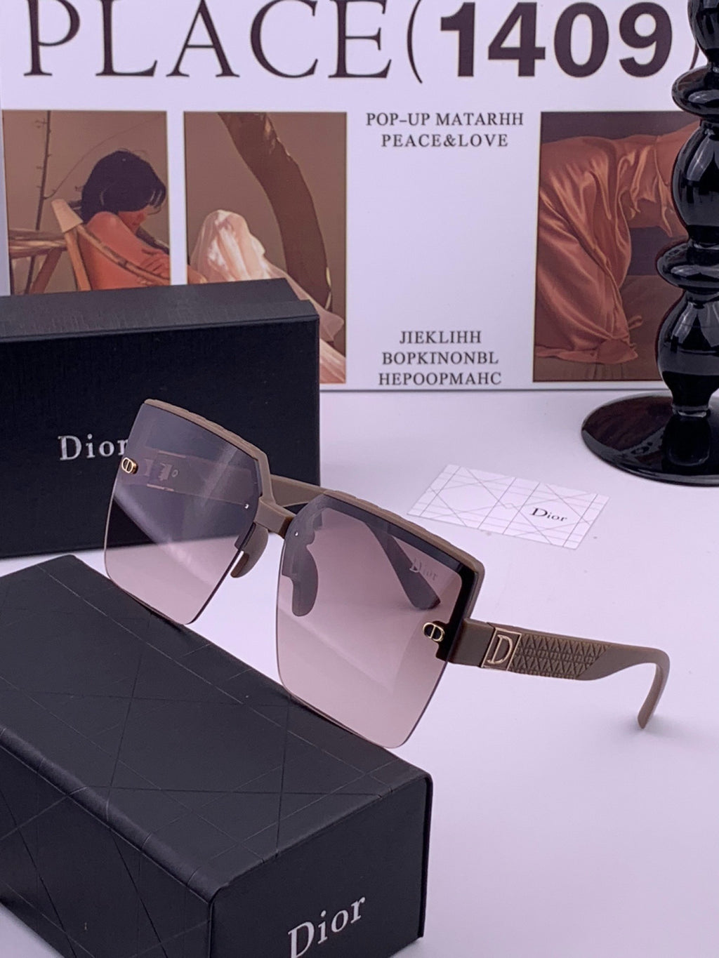 Dior D9805 Square Gold Lens Sunglasses for Men & Women - 431702 - detail image 2