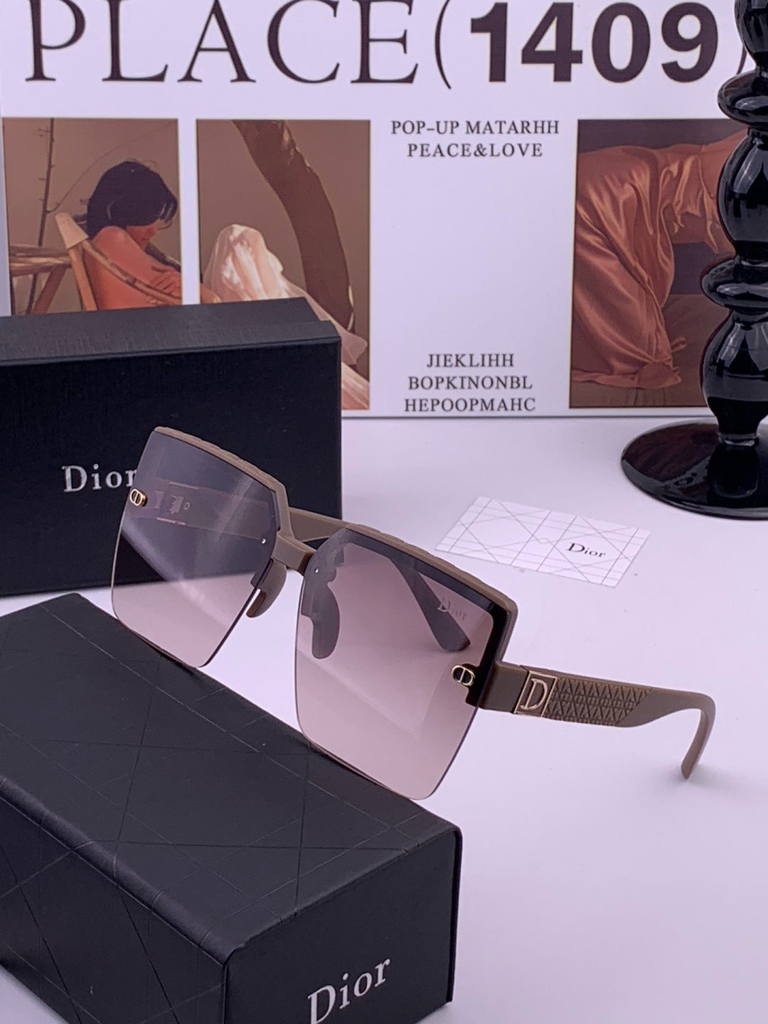Dior D9805 Square Gold Lens Sunglasses for Men & Women - 431702 - detail image 2