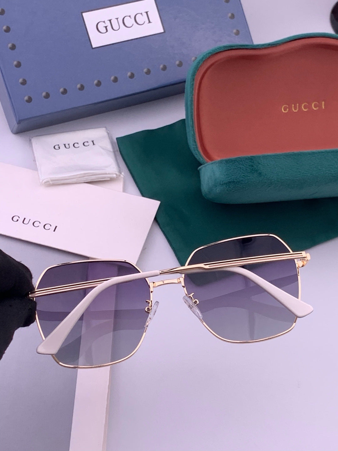 Gucci G5826 Metal Square Black Lens Sunglasses for Men & Women - 431359 - detail image 4