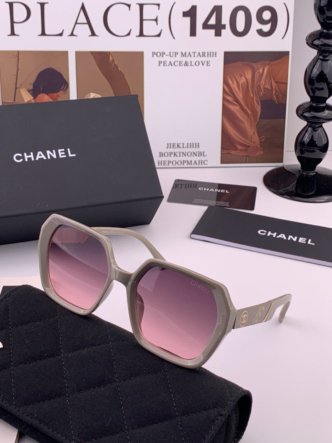 Chanel CH84022 Oversized Black Lens Sunglasses for Men & Women - 431588 - detail image 2