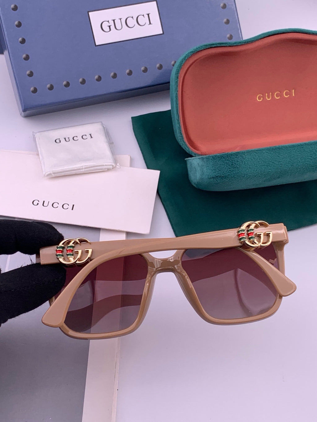Gucci G0262 Polarized Square Gold Lens Sunglasses for Men & Women - 431355 - detail image 4