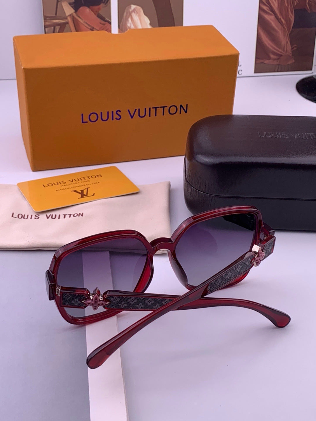 Louis Vuitton 2614 Polarized Square Gold Lens Sunglasses for Men & Wo - 431173 - detail image 6