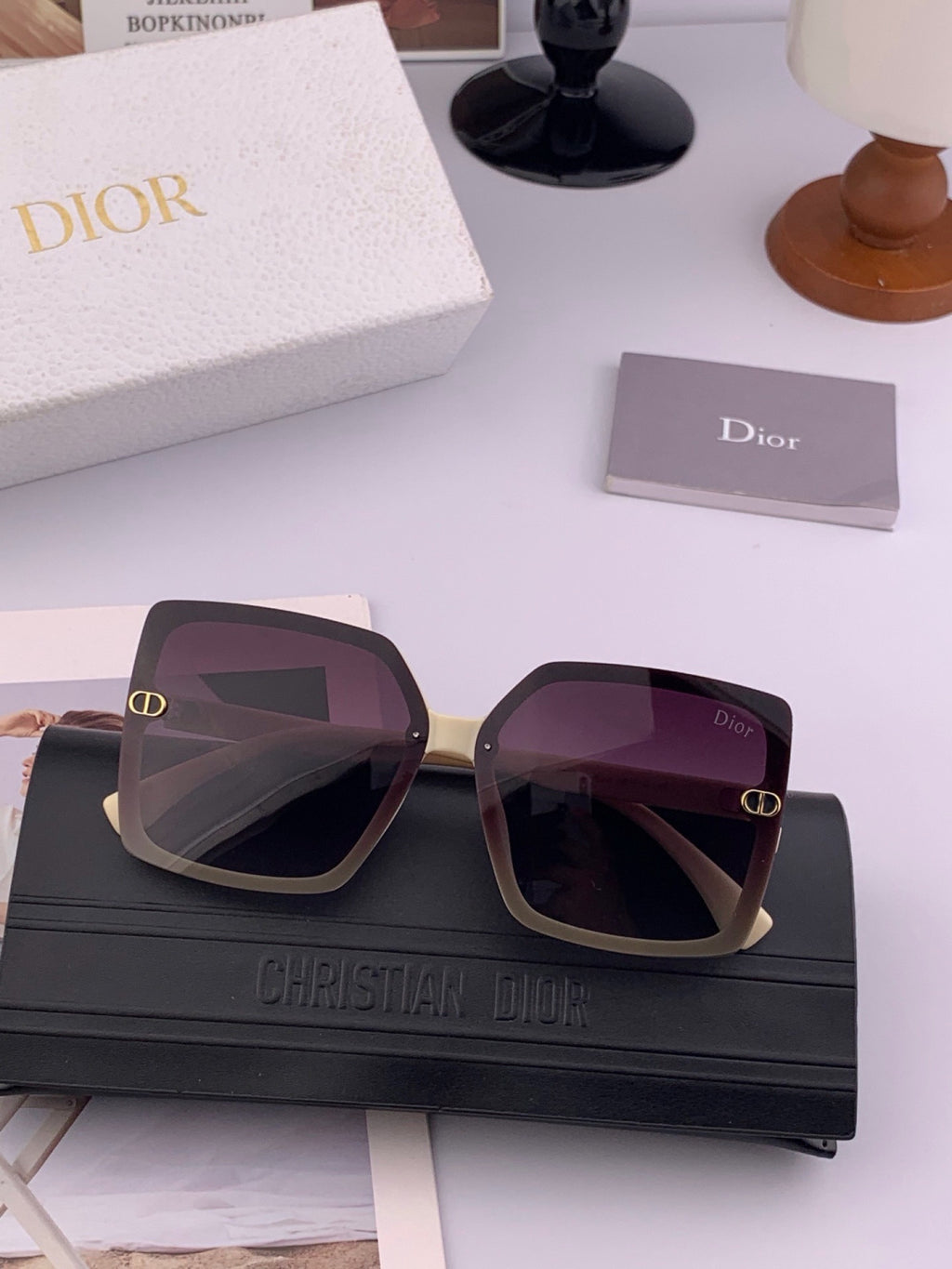 Dior CD4971 Polarized Square Gold Lens Sunglasses for Women - 449110 - detail image 6