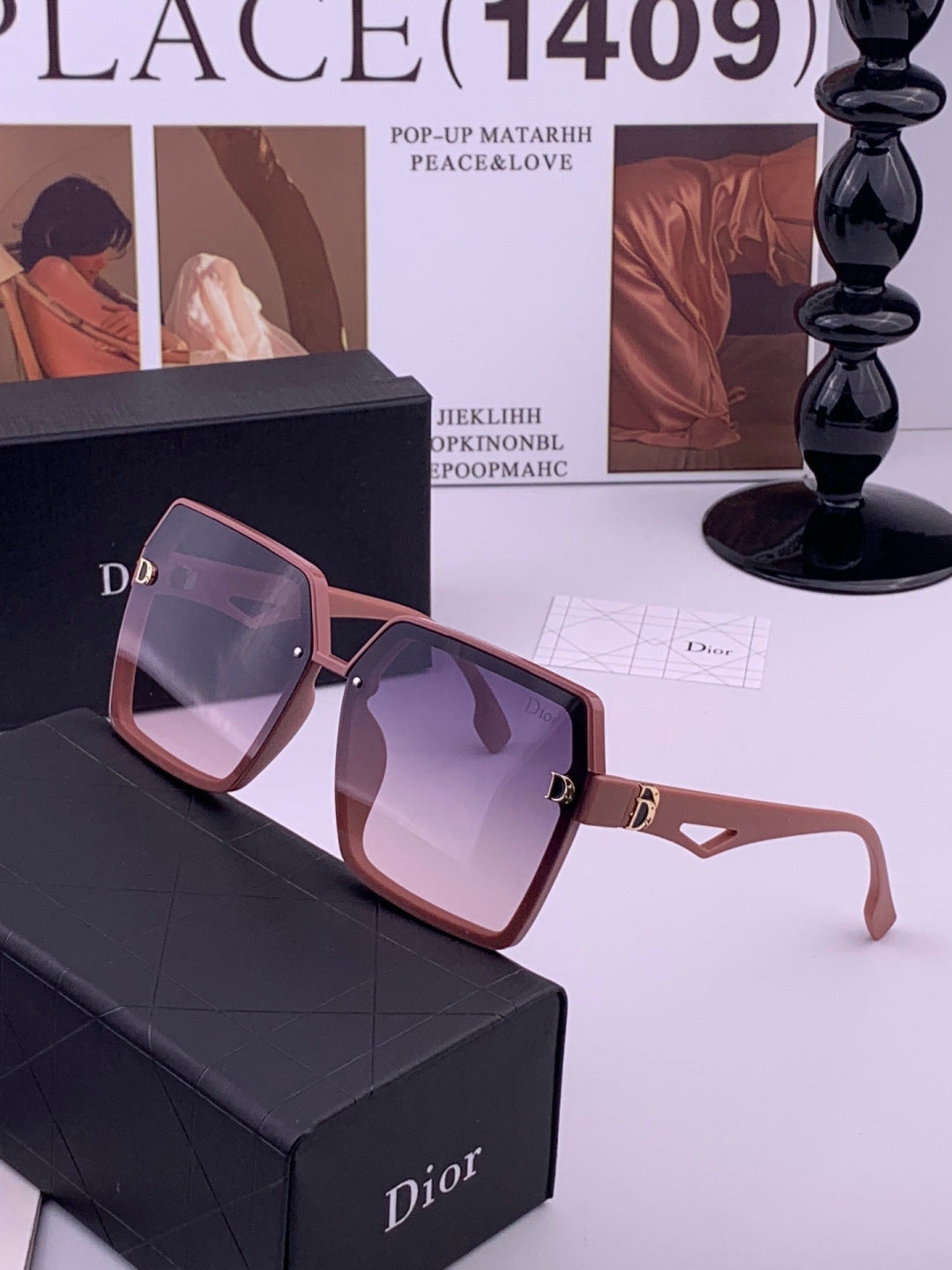 Dior CD092 Polarized Square Red Lens Sunglasses for Women - 449108