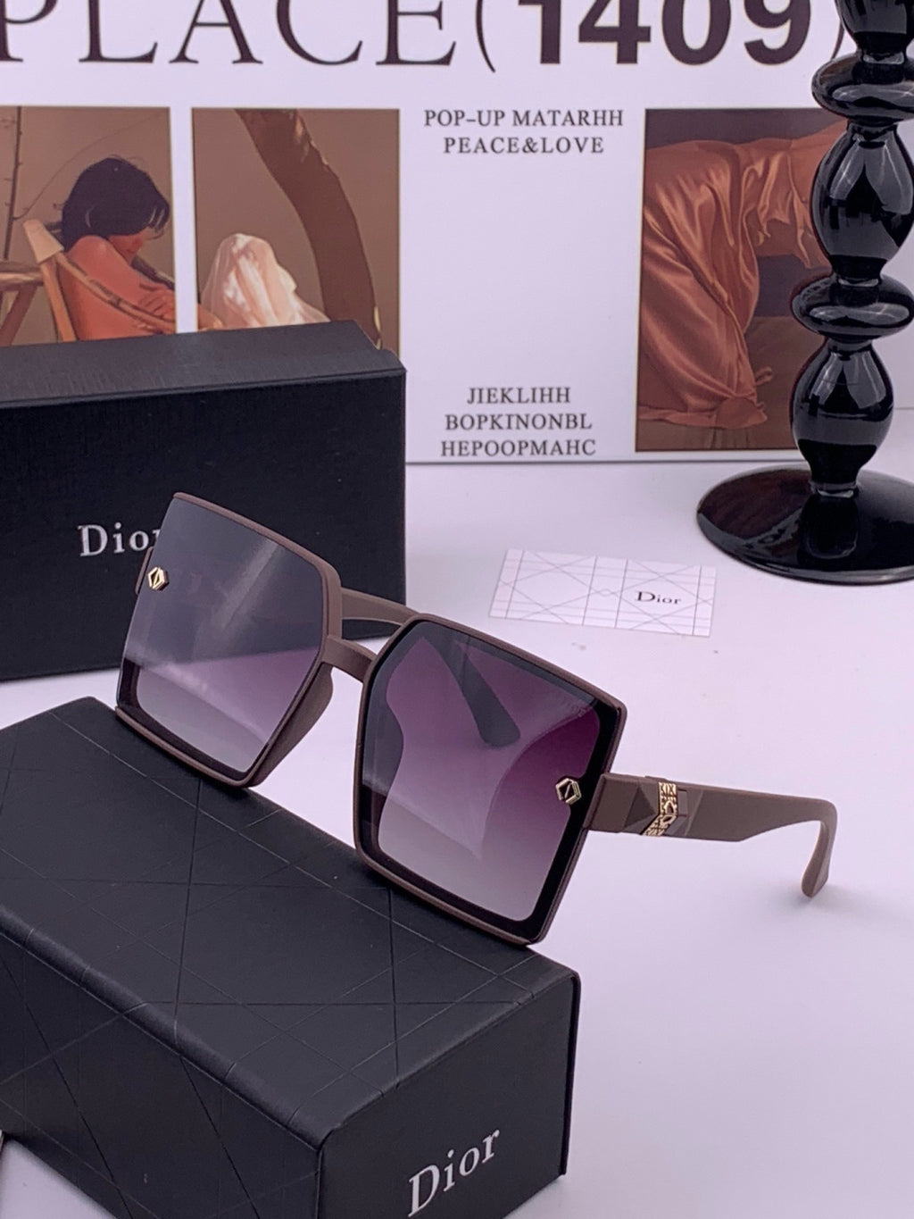 Dior CD9781 Polarized Square Black Lens Sunglasses for Women - detail image 2