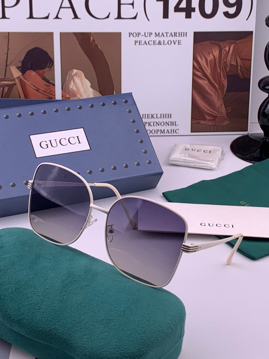 Gucci G6730 Metal Square Brown Lens Sunglasses for Men & Women - 448734 - detail image 2