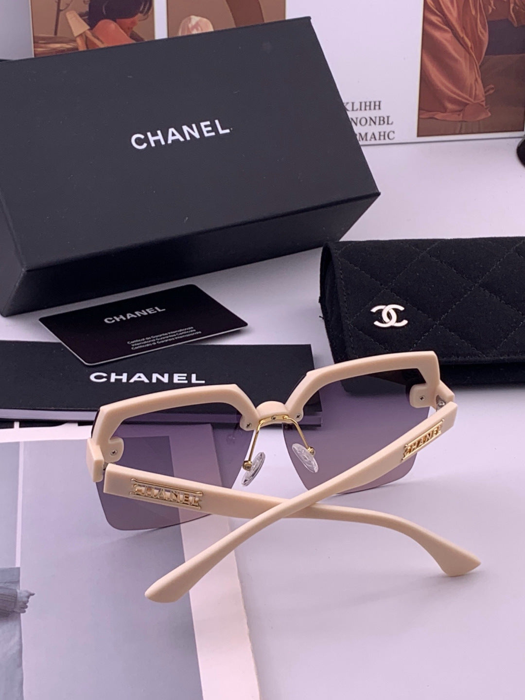 Chanel CH1250 Polarized Square Gold Lens Sunglasses for Women - 449053 - detail image 5
