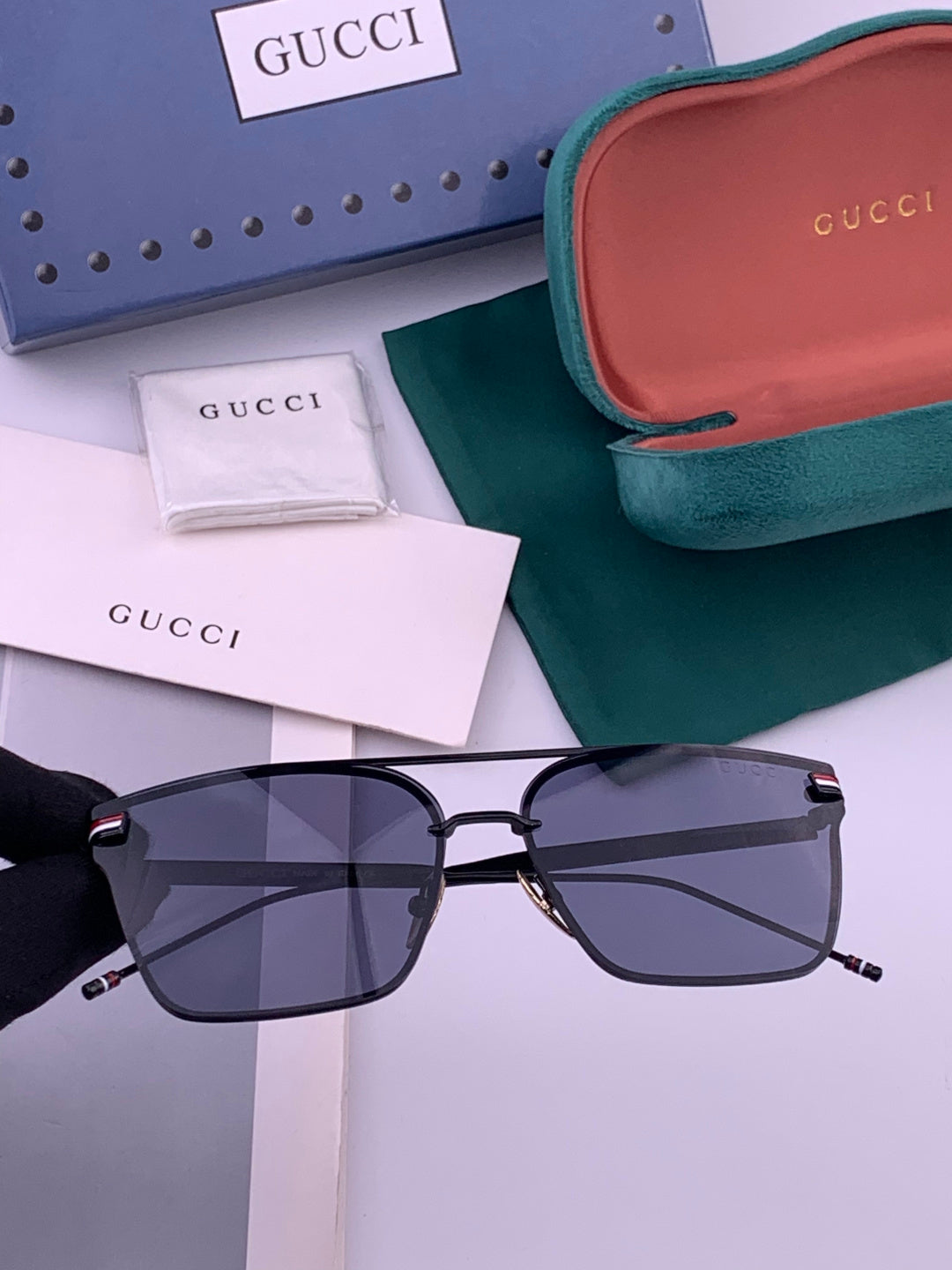 Gucci G3081 Polarized Aviator Gold Lens Sunglasses for Men & Women