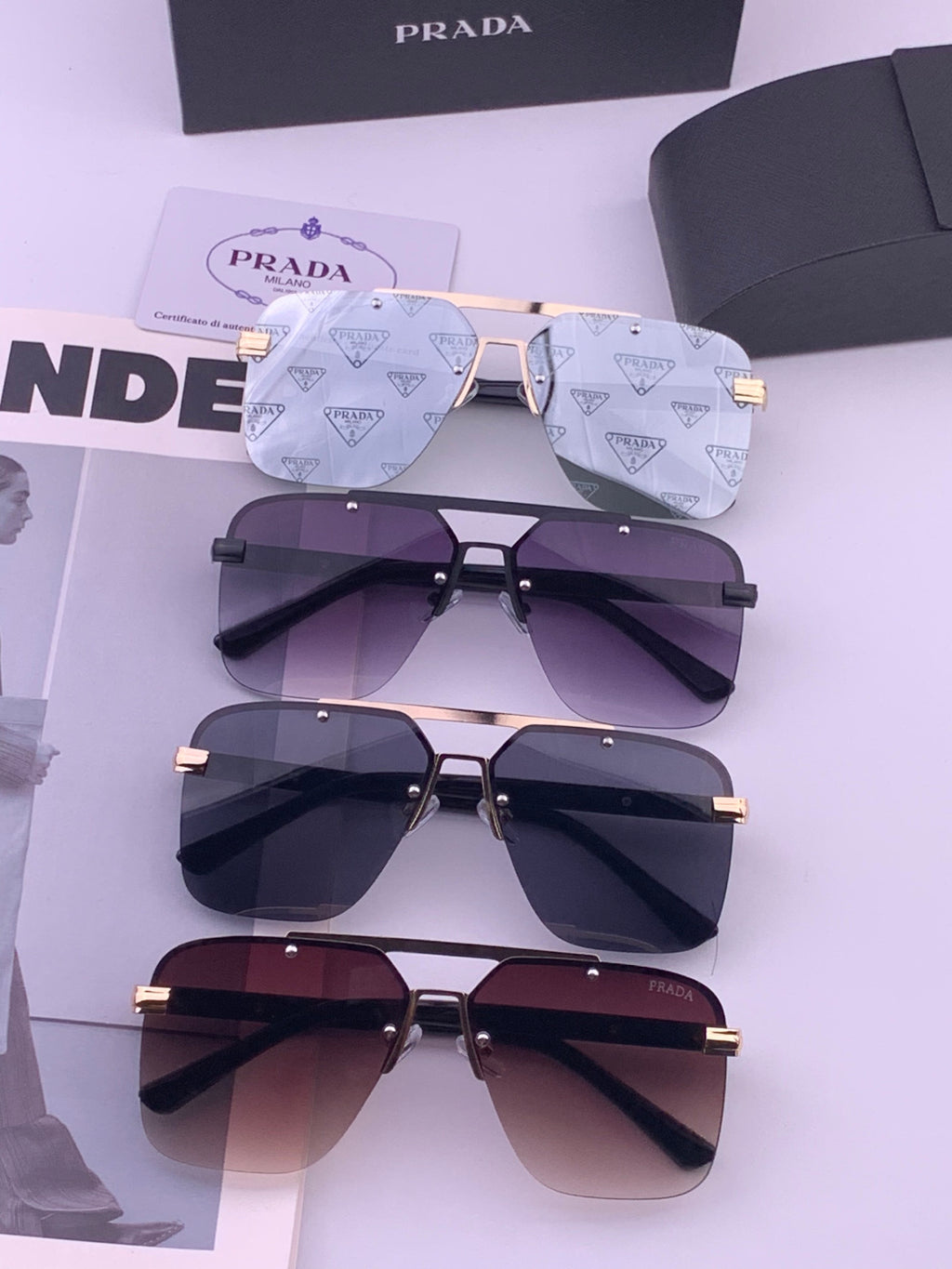 Prada Fashion Black Lens Sunglasses for Men - 449356 - detail image 8