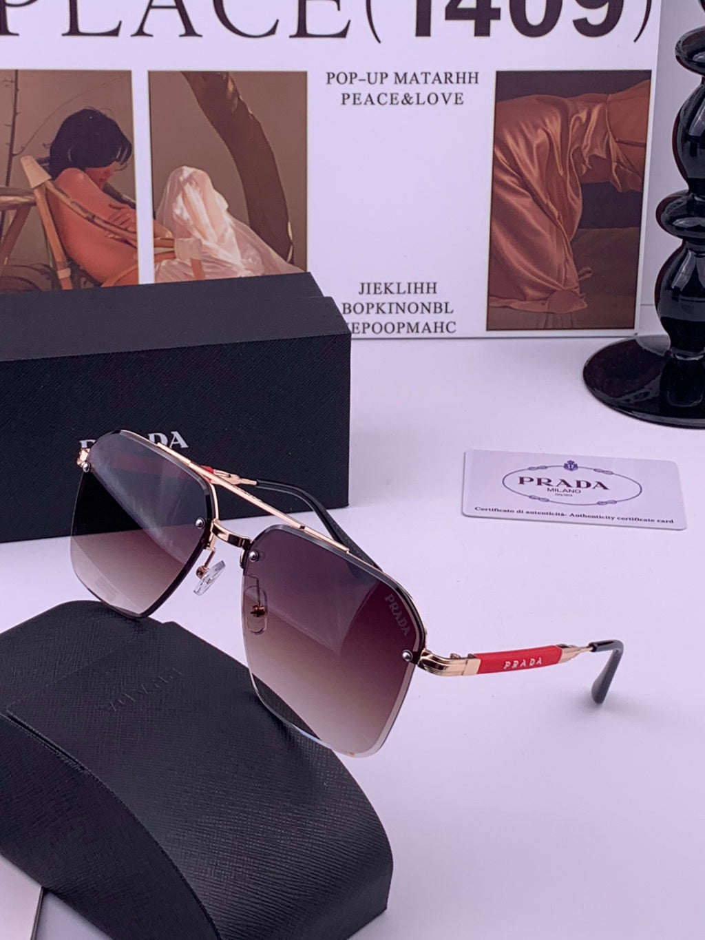 Prada Fashion Black Lens Sunglasses for Men - 449358 - detail image 2