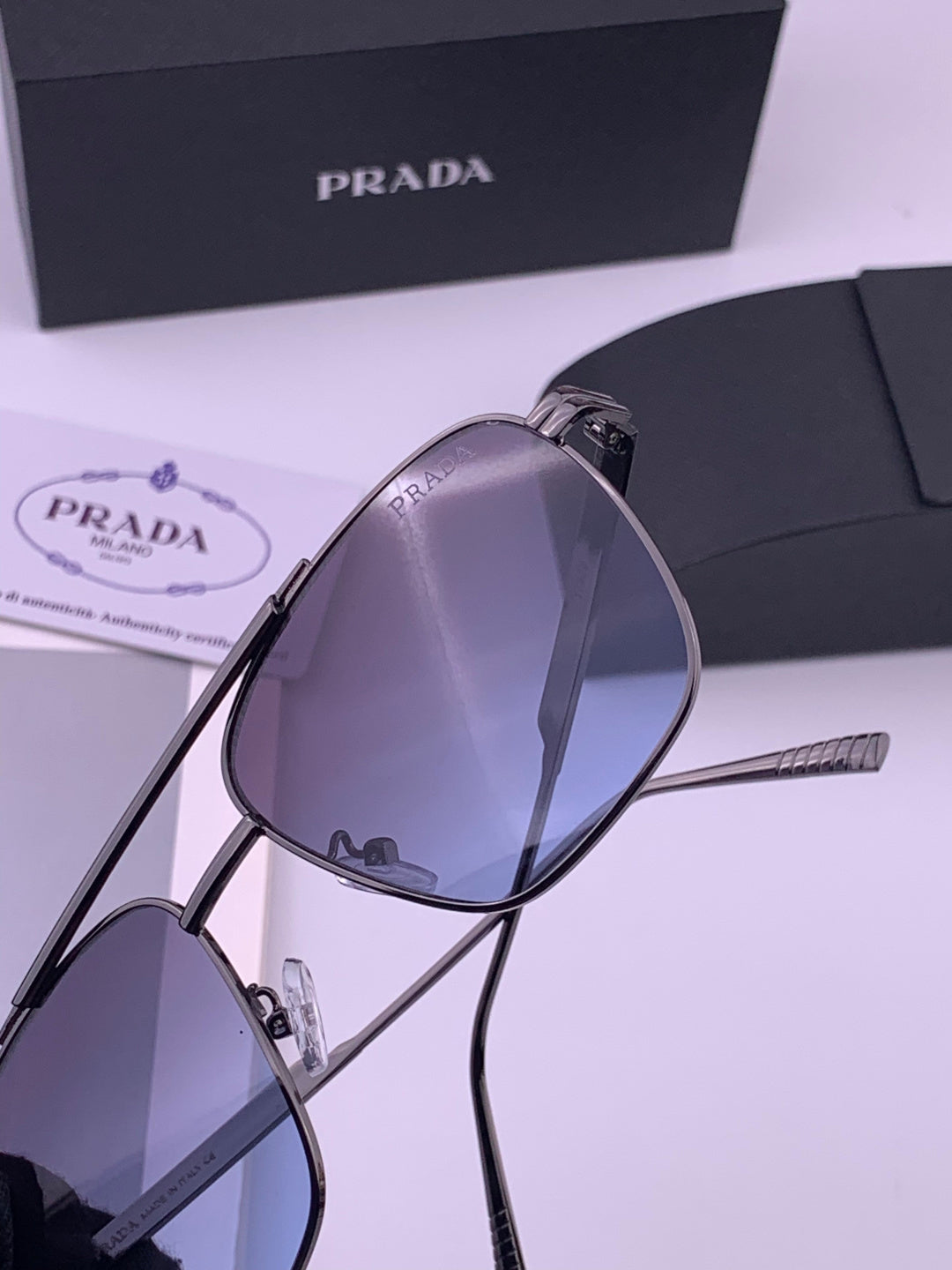 Prada Fashion Blue Lens Sunglasses for Men - 449363 - detail image 4