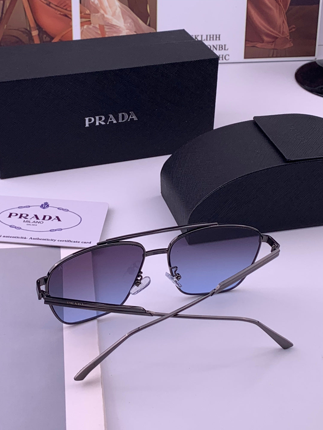 Prada Fashion Blue Lens Sunglasses for Men - 449363 - detail image 7