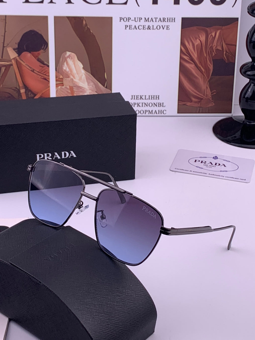 Prada Fashion Blue Lens Sunglasses for Men - 449363 - detail image 2