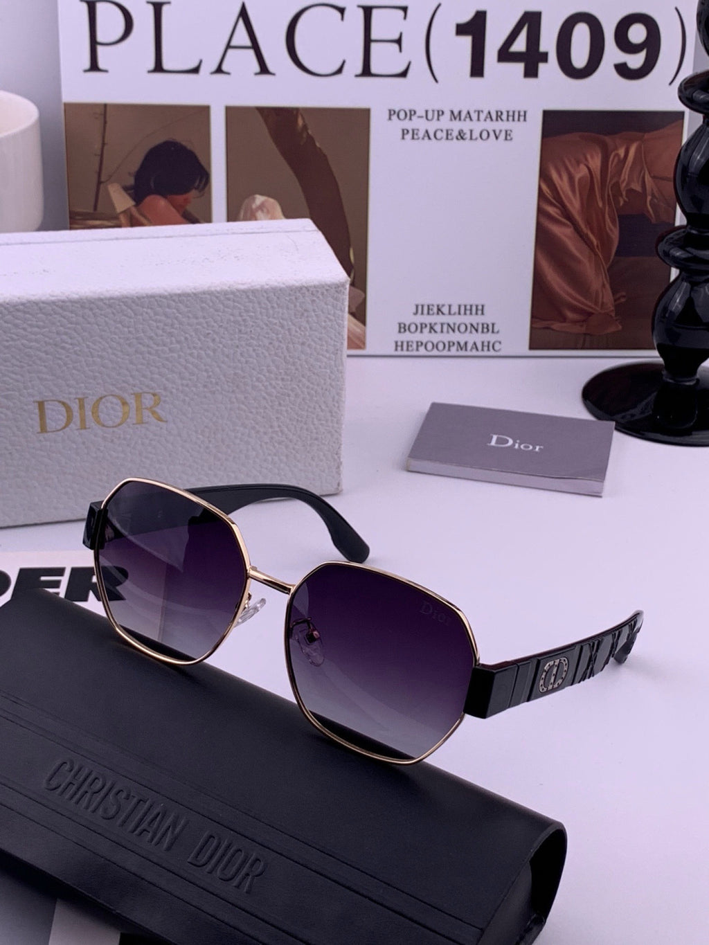 Dior CD9370 Round Black Lens Sunglasses for Women - 449171 - detail image 6