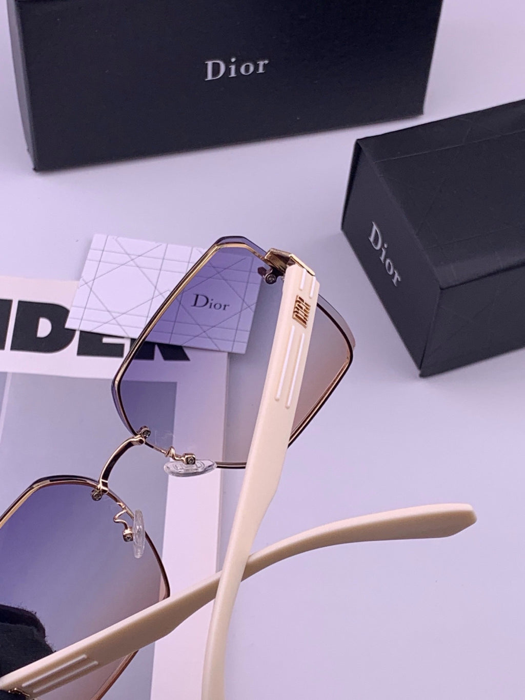 Dior CD0238 Polarized Square Gold Lens Sunglasses for Women - 449166 - detail image 5