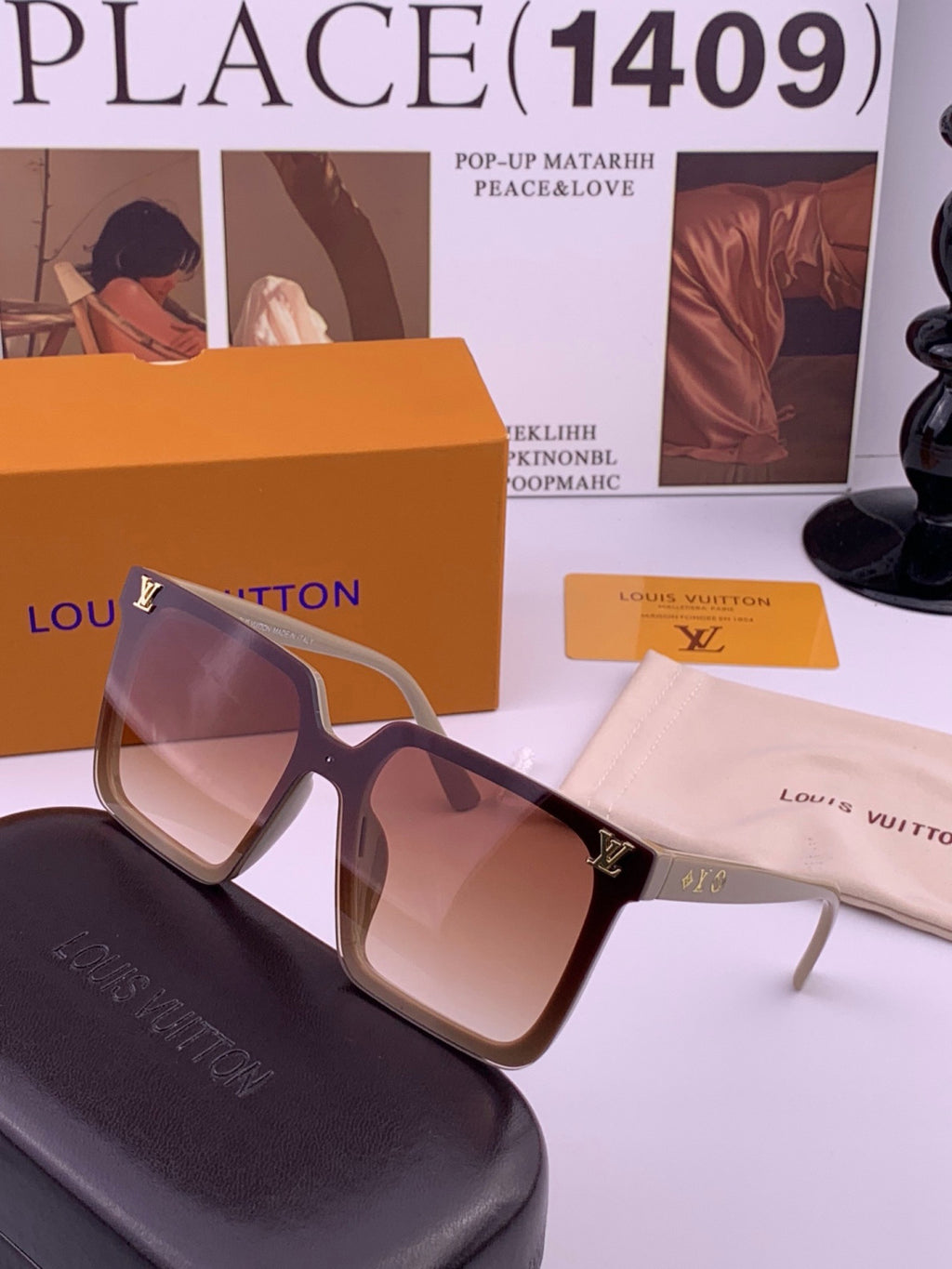 Louis Vuitton L6006 Oversized Red Lens Sunglasses for Men & Women - 448483 - detail image 2