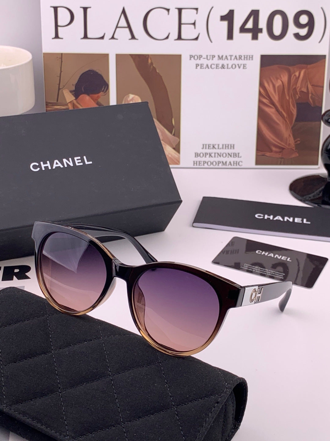 Chanel CH1787 Polarized Round Pink Lens Sunglasses for Women - 448975 - detail image 4