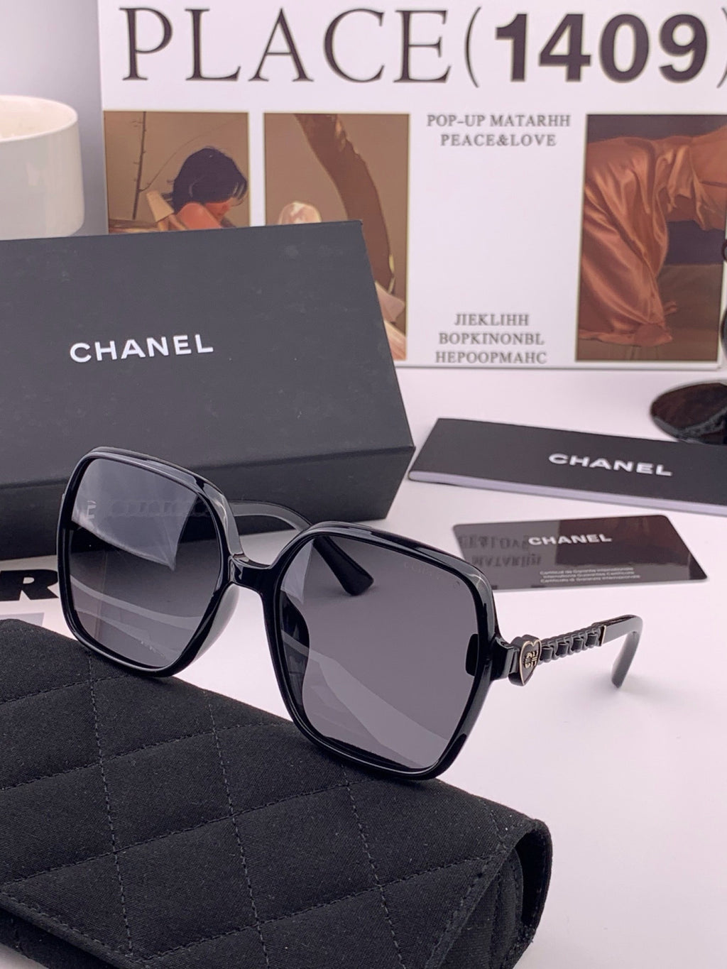 Chanel CH4787 Polarized Square Gold Lens Sunglasses for Women - 448977 - detail image 5