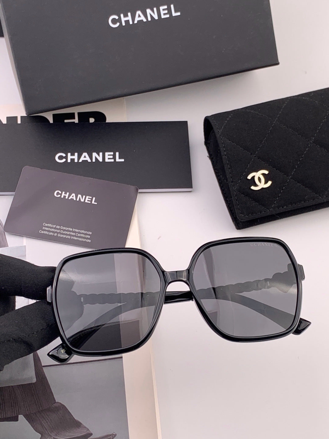 Chanel CH4787 Polarized Square Gold Lens Sunglasses for Women - 448977 - detail image 2