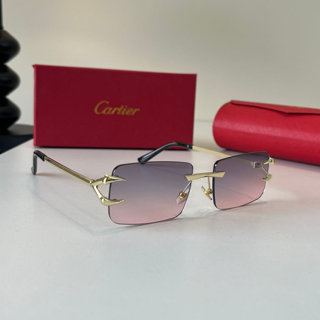 Cartier Lightweight Metal Rimless Silver Lens Sunglasses for Men & Wo - 465843